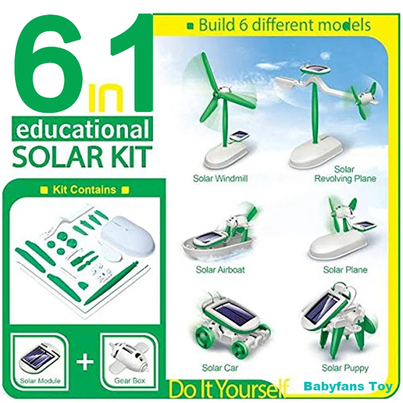 Electronics Gadgets For Kids - Kit Robot tenaga surya 6-In-1, rakitan