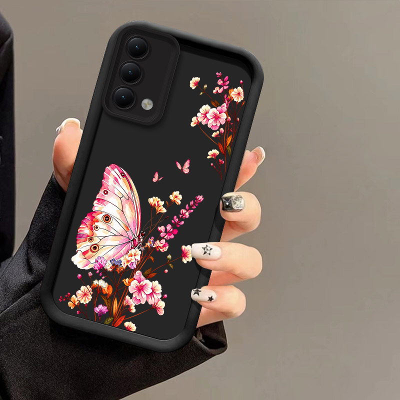 Oppo A78 - Casing Telepon Motif Bunga Kupu-Kupu untuk